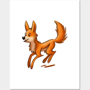 Cute Coyote Drawing Posters and Art